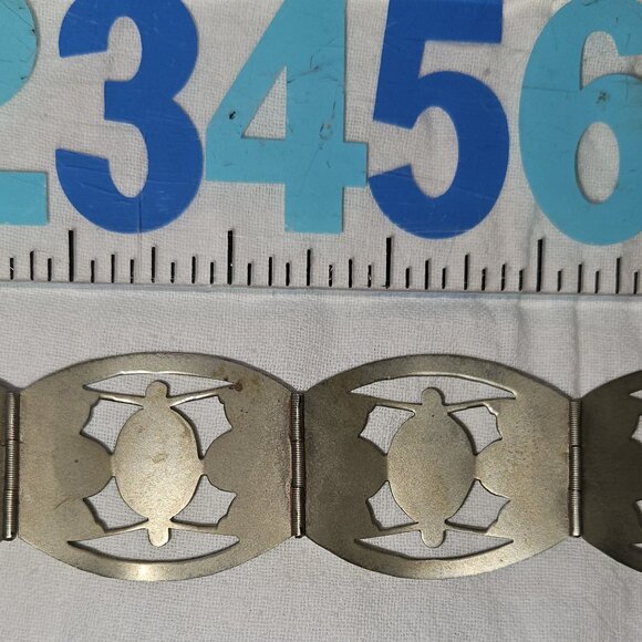 Dragon's breath open panel hinged bracelet made in Mexico possibly alpaca silver - Picture 3 of 6